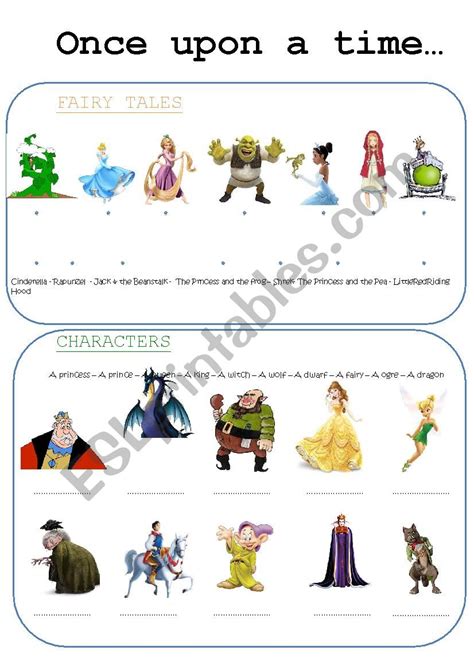 THE FAIRY TALES BINGO CHARACTERS ESL Worksheet By Immaguer