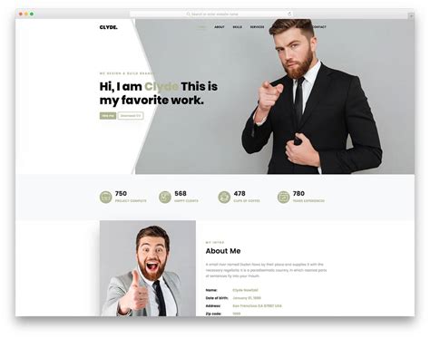 Clyde - One Page Portfolio Website Template - DesignHooks