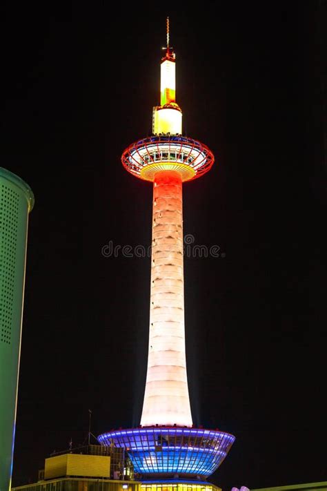 Kyoto Tower by night editorial photo. Image of downtown - 185146826