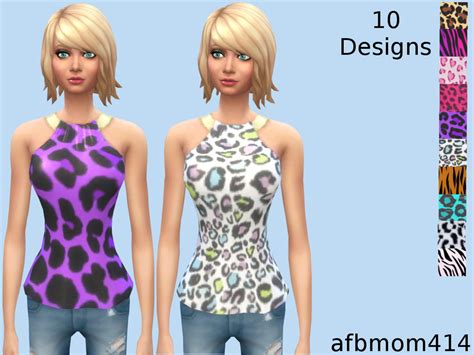 The Sims Resource Animal Print Metal Collar Shirts