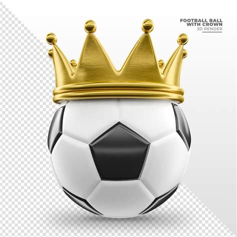 Bola de futebol coroa dourada 3d renderização realista PSD Premium