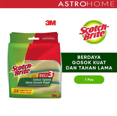 Scotch Brite 3M Sabut Spons Hijau Cuci Piring Sponge ID 30P3 Isi 3