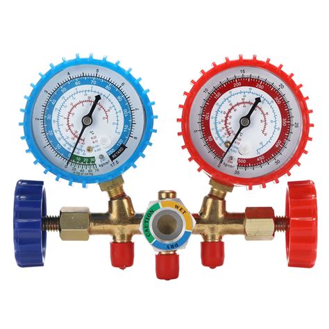 Way Refrigerant Gauge Ac Diagnostic Manifold Freon Gauge For R A