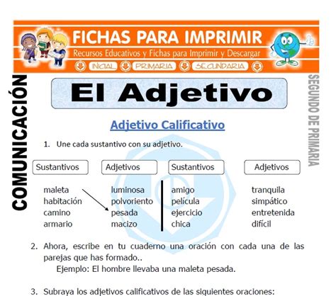 Ficha De El Adjetivo Segundo De Primaria Fichas Para Imprimir Hot Sex