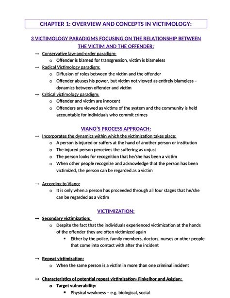 Krm Notes Chapter Overview And Concepts In Victimology