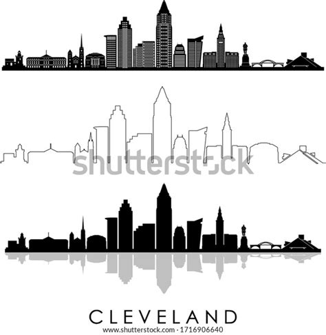 Cleveland Ohio City Skyline Silhouette Cityscape Stock Vector (Royalty ...