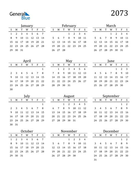 2073 Calendar (PDF, Word, Excel)