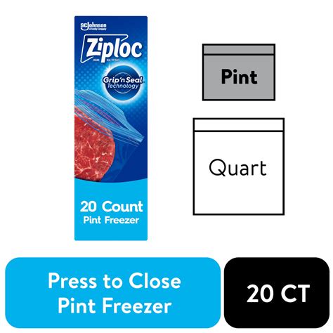 Ziploc® Sealable Pint Freezer Bags With Grip N Seal Technology 20 Count