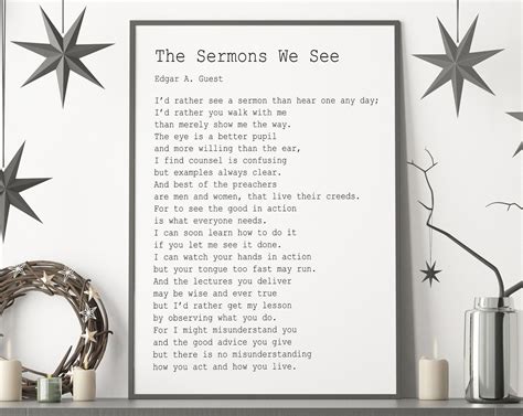 Edgar Guest Poem The Sermons We See Poem Art Print Home Office Decor P