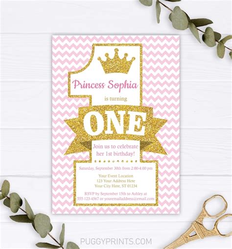 Princess First Birthday Invitation Editable Princess First | Etsy