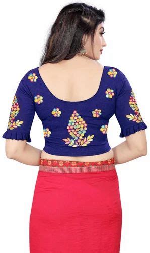 Navy Blue Stitched Embroidered Cotton Blouse Size 36 At Rs 170 Piece