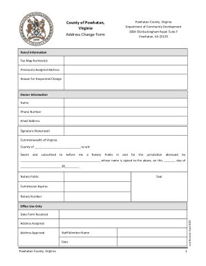 Fillable Online County Of Powhatan Virginia Address Request Form Fax