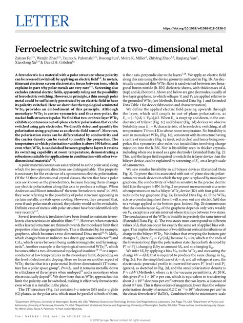 Ferroelectric switching of a two-dimensional metal | Request PDF