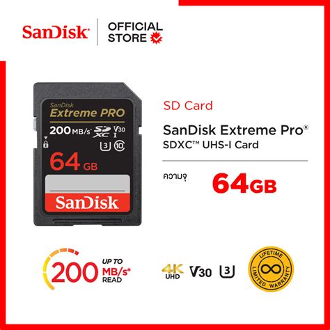 Sandisk Extreme Pro Sdxc Sdxxu 64gb V30 U3 C10 Uhs I 200mbs R 90mbs W