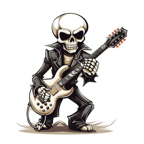 Guitar Player Rock Metal Band Wearing Skeleton Suit On Halloween Concert Concept Illustration ...