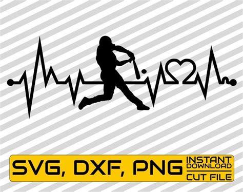 Baseball Player Svg Heart Beat Svg Ekg Svg Heartbeatsvg Etsy