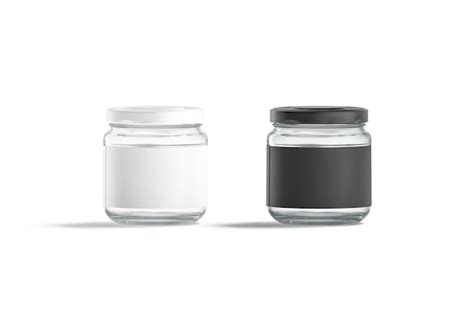 Premium Photo Blank Small Glass Jar With Black And White Label