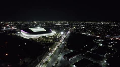 DRONE SHOOT OF MONTERREY MEXICO BBVA RAYADOS FUTBALL SOCCER TEAM STADIUM AT NIGHT, Stock Video ...