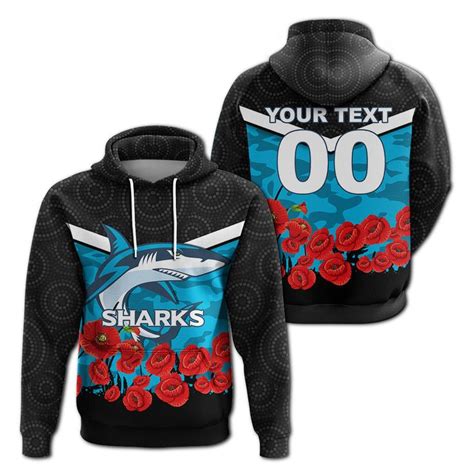 AIO Pride Custom Text Number Cronulla Sutherland Sharks Anzac Day In