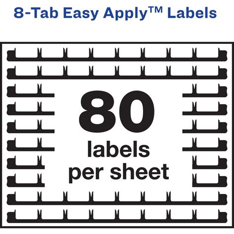 Avery® 8 Tab Easy Print And Apply Clear Label Sheet Refills 11226