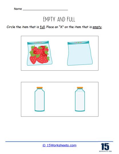 Empty vs. Full Worksheets - 15 Worksheets.com