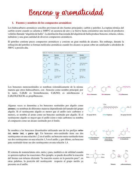 Química del Benceno y aromaticidad Sol P uDocz