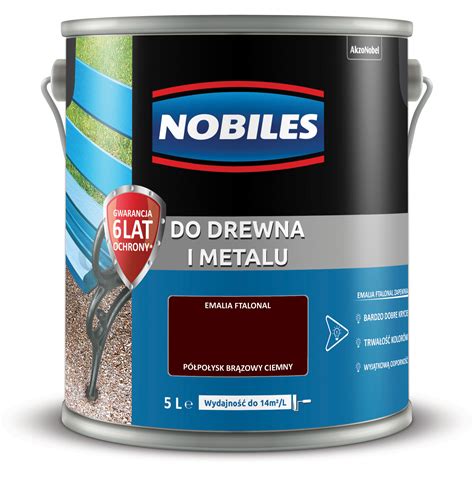 Farba ftalowa Do Drewna i Metalu Ftalonal Brązowy Ciemny 5 l Nobiles