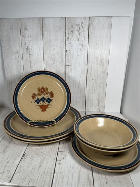 Vintage NEWCOR Stoneware Coronet Dish Set Dinner Lunch And Soup Bowls