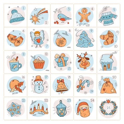 Premium Vector Advent Calendar Cute Christmas Pictures