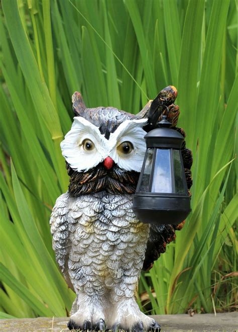 Garden Solar Ornament Owl Bird Light Up LED Lantern Statue Etsy