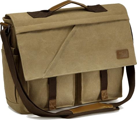 Kasgo Borsa Tracolla Uomo Vintage Impermeabile Tela Pelle Per