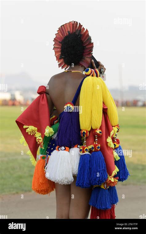 Single Young Woman Talking On Mobile Phone At Umhlanga Reed Dance