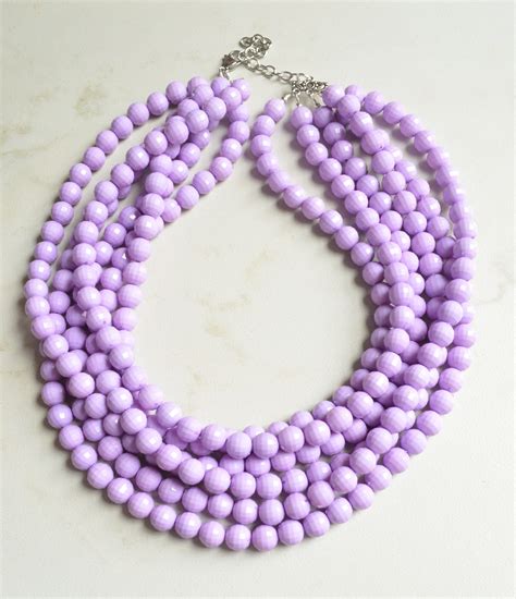 Purple Statement Necklace Beaded Acrylic Necklace Chunky Etsy