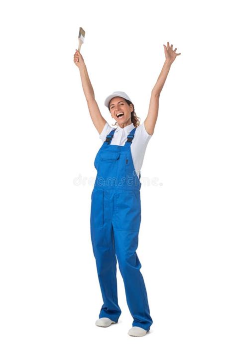 Female House Painter With Paint Brush Stock Photo Image Of Decorator