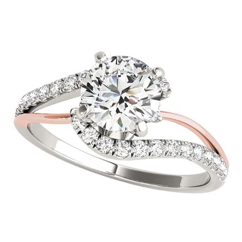 Mauli Jewels Engagement Rings for Women 1 Carat Halo Diamond Two-Toned
