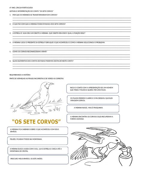 Os Sete Corvos Perguntas E Respostas - Interpretação do Conto "Os Sete Corvos" | PDF