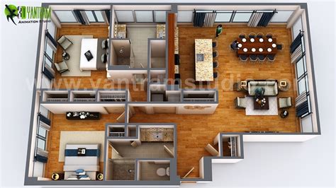 Artstation 3d Floor Plan Design Of Transitional Apartment Design By Floor Plan Designer