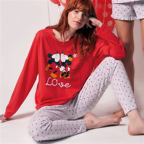 Pijama Largo Algod N Mujer Minnie Mickey Disney