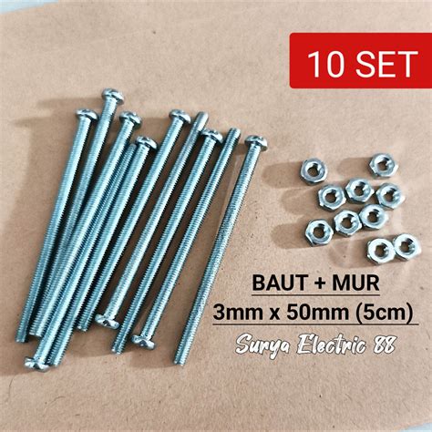 Set Baut Mur Ukuran Mm X Mm Cm Diameter Mm Panjang Cm Baut