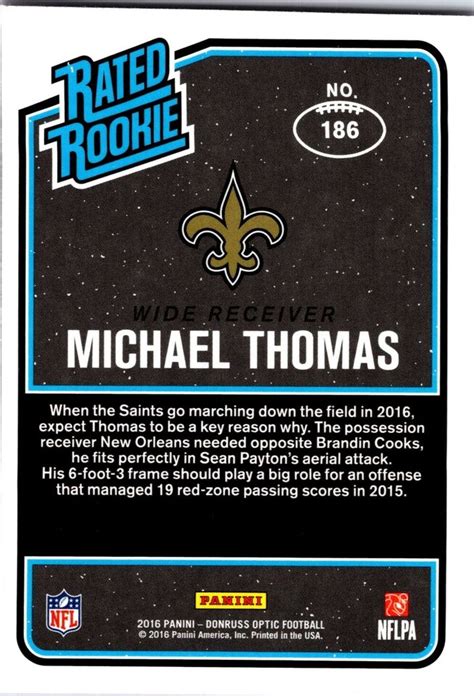 2016 Donruss Optic Michael Thomas Rated Rookie RC Pink 186 Saints P6