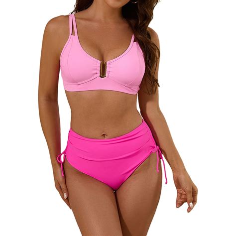 DJskiyers Women S High Waisted Bikini Set Piece Bathing Suits Push Up Swimsuits Tummy Control