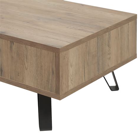 CARSON Table Basse 1 Tiroir Effet Bois Naturel Et Noir