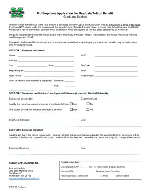 Fillable Online Marshall EdugraduatefilesMU Employee Application