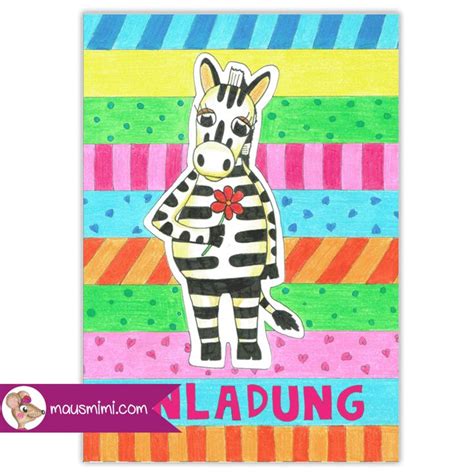 Einladungskarten Zum Ausdrucken Motiv Zebra Streifen Mausmimi