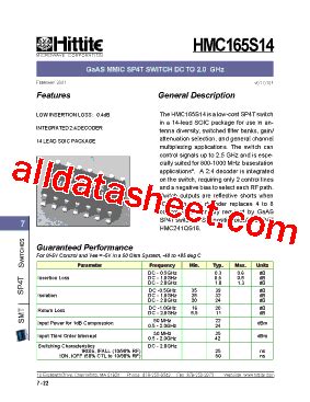 HMC165S14 Datasheet PDF Hittite Microwave Corporation