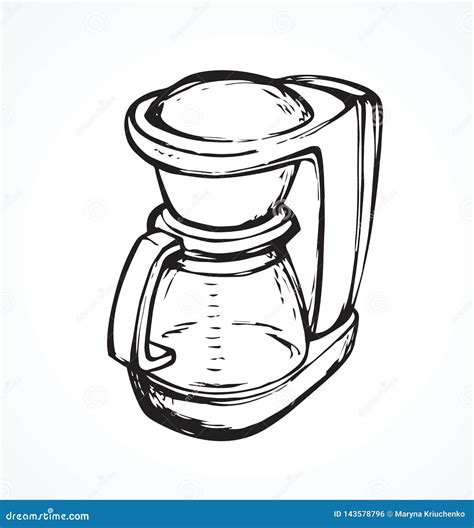 Coffee Maker Vector Drawing Stock Vector Illustration Of Flavor