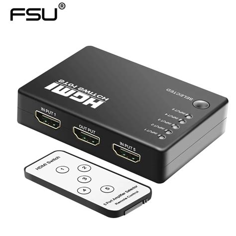 FSU NEW HDMI HUB 5 Ports 1080P Video HDMI Switch Switcher HDMI Splitter with IR Remote splitter ...