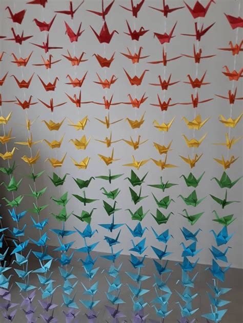 Size 6x6 Inches 1050 Ombre Colourful Origami Paper Cranes On Etsy Polska