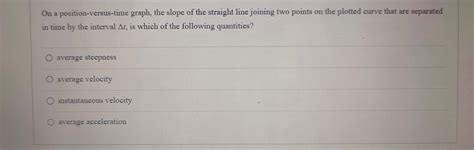 Solved On a position-versus-time graph, the slope of the | Chegg.com