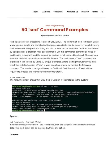 Linux 50 Sed Command Examples | PDF